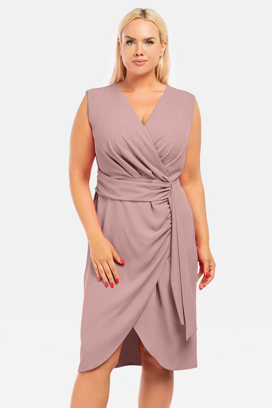 SC491/38-1-Stylish wrap dress with ruching FLORENCE powder pink-1