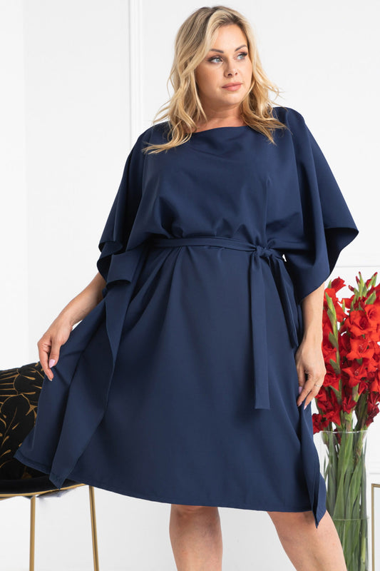 SB605/38/40-1-Oversize tied evening dress ROLANDA navy blue-1