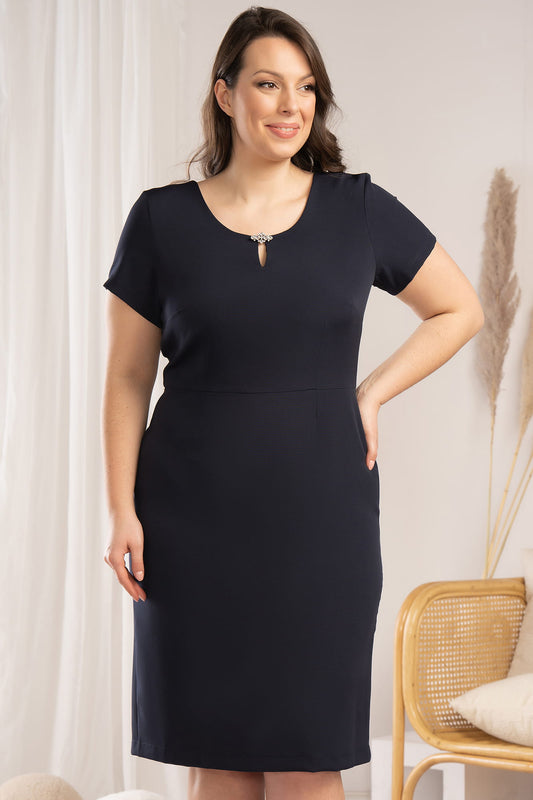 SC208/38-1-WILMA navy blue fitted pencil formal dress-1