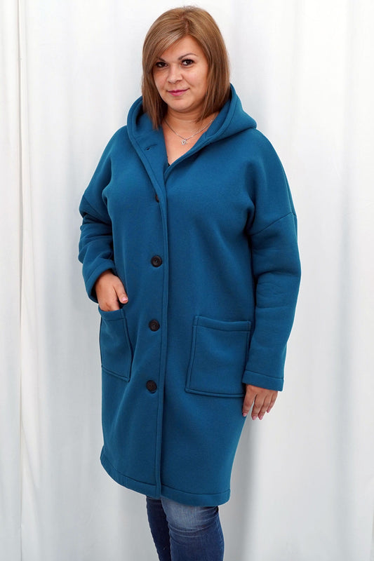 K626/38/40-1-Simple coat with a hood fastened with buttons LATOSZKA marine-1