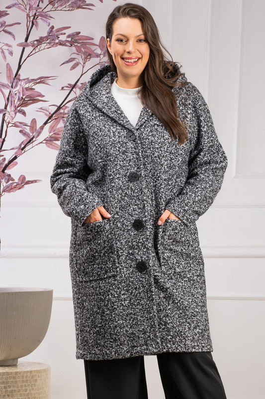 K636/38/40-1-Straight hooded buttoned coat APOLLA black and white-1