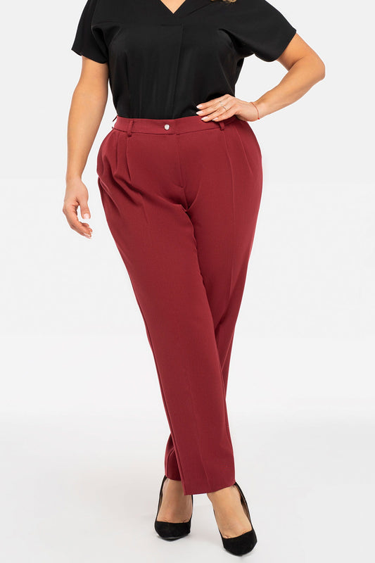 Z883/38-1-Business pants with pleats at the waist PABLO maroon-1