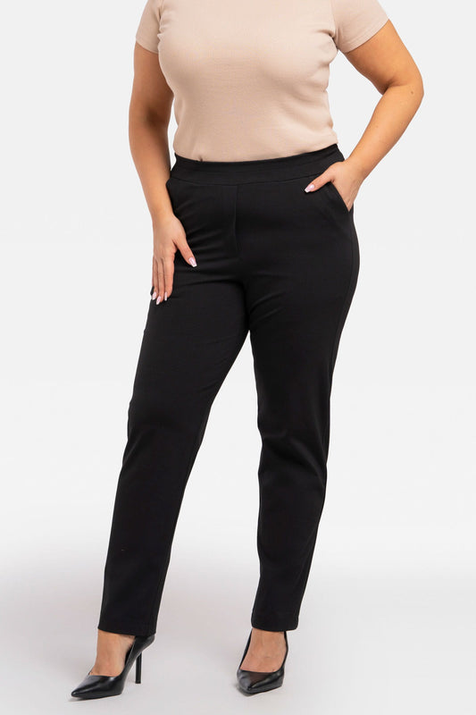 Z892/38/40-1-ROBERTO knit trousers with elastic waistband and pockets black-1