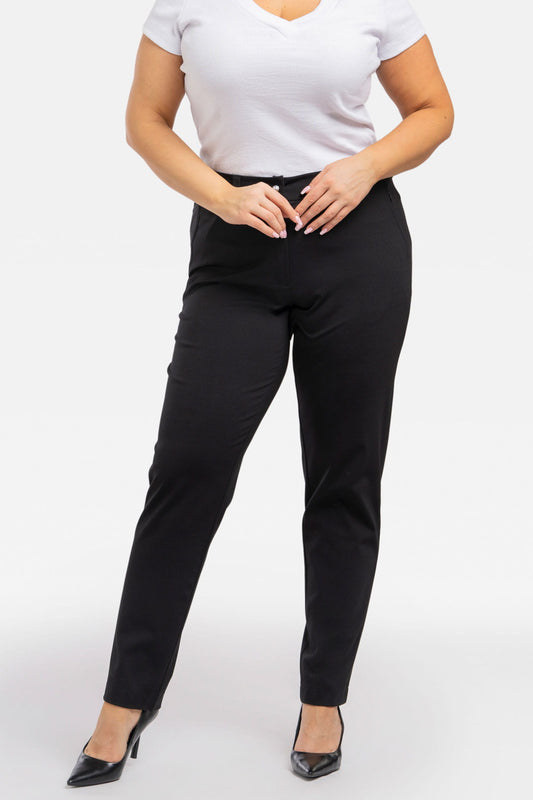 Z895/38-1-WITO elegant trousers in black viscose knit-1
