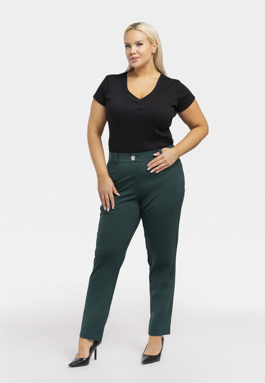 Z897/38-2-WITO elegant trousers in bottle green viscose knit-2