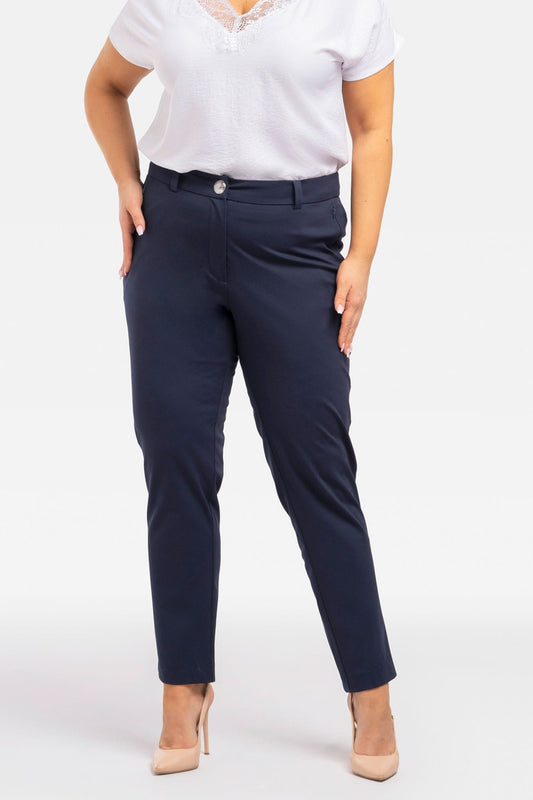 Z896/38-1-WITO elegant trousers in navy blue viscose knit-1